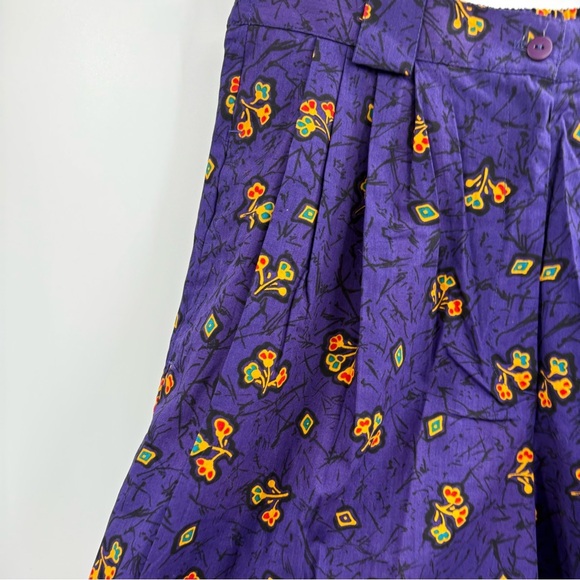 Women’s Vintage 80s Retro Y2K High Waist Floral Pattern Purple Short Size 4(27) - Picture 5 of 16
